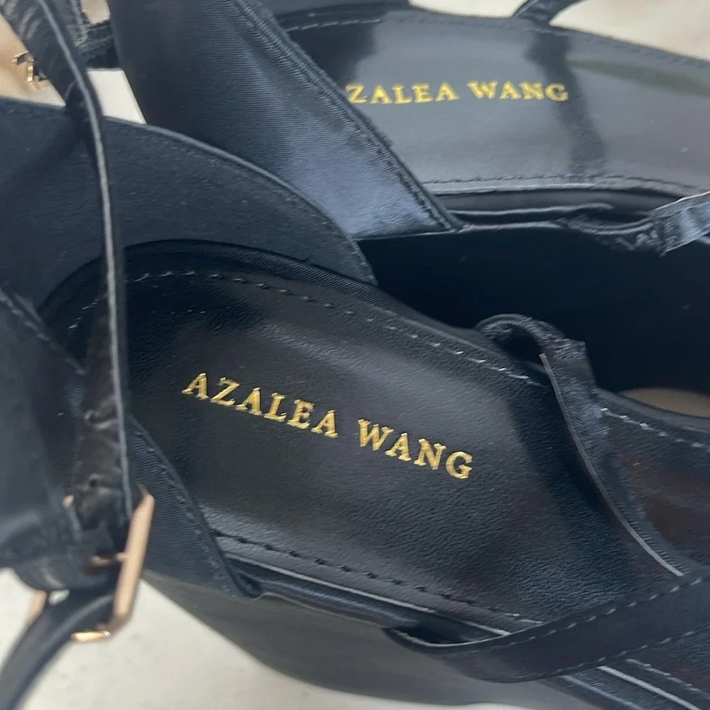 AZALEA WANG TOUCH THE SKY WEDGE SANDAL IN Black Sz 9 - Picture 7 of 9